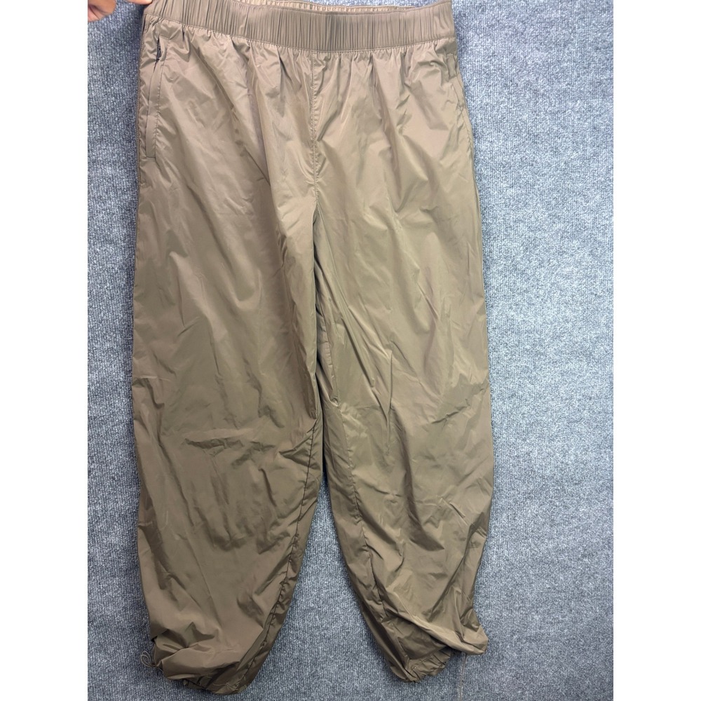 Athleta Track‎ Pants Women L Brown Elastic Waist Zipper Pockets Bungee Cuffs